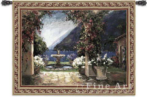 Seaside Fountain Small Wall Tapestry