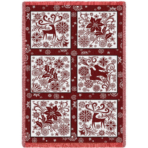 Holly Red and White Blanket