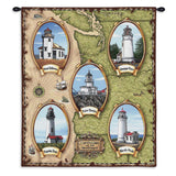Lighthouses of the Northwest Wall Tapestry With Rod