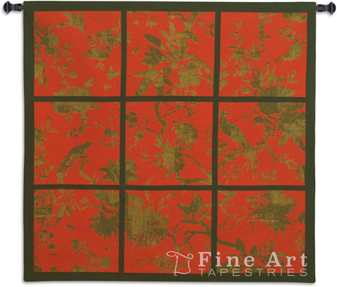 Floral Division Red Gold Black Small Wall Tapestry