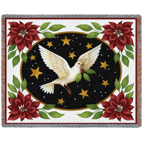 Dove And Poinsettias Blanket