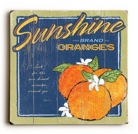 0002-8221-Sunshine Oranges Wood Sign 18x18 (46cm x46cm) Planked