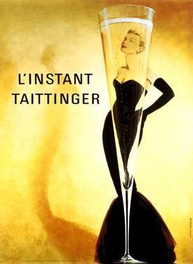 L'Instant Taittinger Champagne Wood Sign 14x20 (36cm x 51cm) Planked