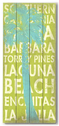 California Palm Blue Wood Sign 10x24 (26cm x61cm) Planked