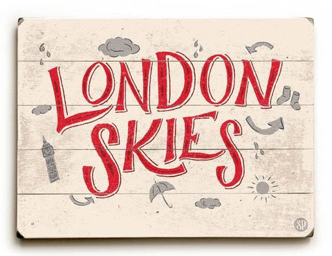 London Skies Wood Sign 12x16 Planked