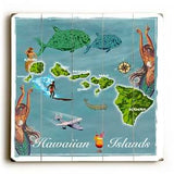 Hawaii Map Wood Sign 13x13 Planked