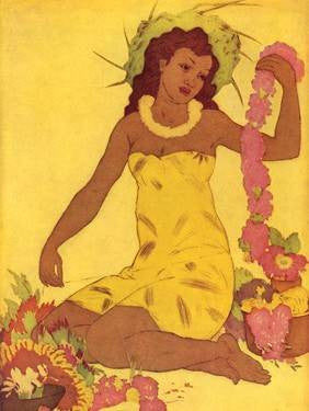 Lei Maker Hawaii by John Kelly Wood Sign 18x24 (46cm x 61cm) Planked
