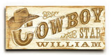 0003-0726-Cowboy Star Wood Sign 10x24 (26cm x61cm) Planked