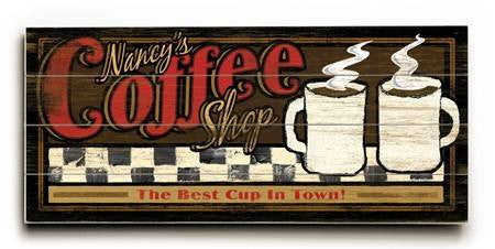 0003-1577-Coffee Shop Wood Sign 10x24 (26cm x61cm) Planked