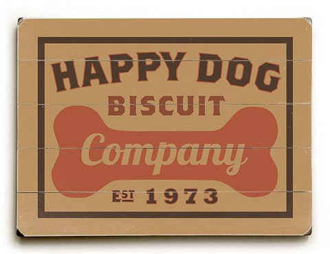 Happy Dog Biscuit Wood Sign 9x12 (23cm x 31cm) Solid