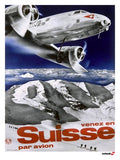 Venez en Suisse par avion Wood Sign 18x24 (46cm x 61cm) Planked