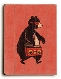 Boom Box Bear Wood Sign 9x12 (23cm x 31cm) Solid