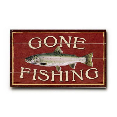 Gone Fishing Wood Sign 7.5x12 (20cm x31cm) Solid
