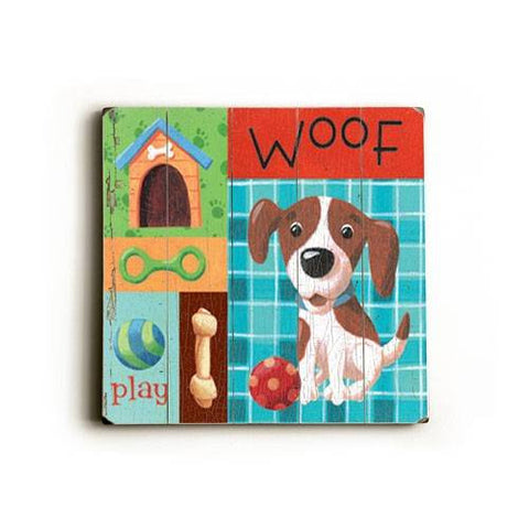 Woof Wood Sign 13x13 Planked
