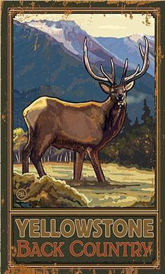 Yellowstone Back Country Wood Sign 7.5x12 (20cm x31cm) Solid
