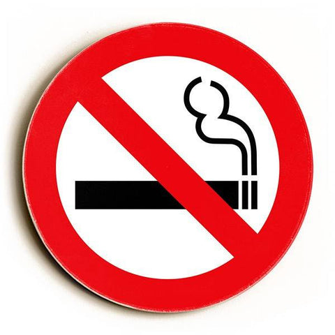 No Smoking Wood Sign 12x12 (31cm x31cm) Round