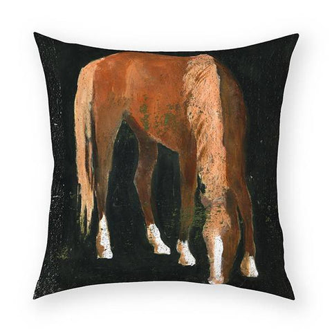 Horse Drinking Pillow 18x18