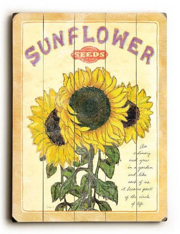 0003-0143-Sunflower Seeds Wood Sign 12x16 Planked