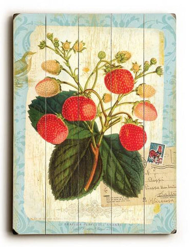 Strawberry Wood Sign 9x12 (23cm x 31cm) Solid