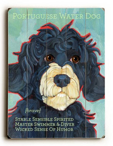 Portuguese Water Dog Wood Sign 12x16 Planked