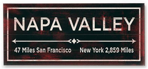 Napa Valley Wood Sign 10x24 (26cm x61cm) Planked