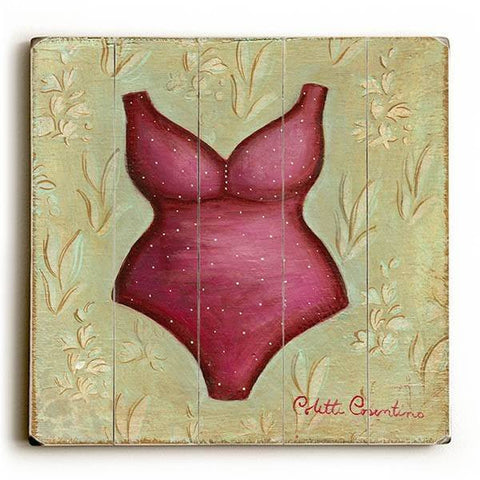 Red Bathing Suit Wood Sign 18x18 (46cm x46cm) Planked