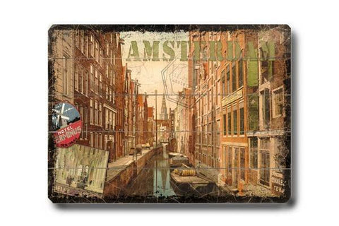 Amsterdam Wood Sign 12x16 Planked