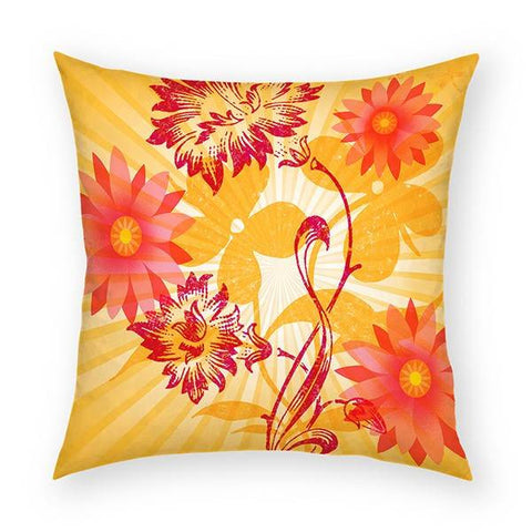 Orange Flowers Pillow 18x18