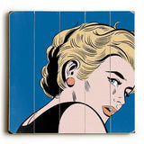 Girl with Red Earring Wood Sign 13x13 Planked