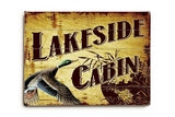 Lakeside Cabin Wood Sign 12x16 Planked