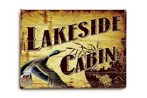 Lakeside Cabin Wood Sign 12x16 Planked
