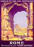 French Railway Travel Rome Express Poster Wood Sign 14x20 (36cm x 51cm) Planked