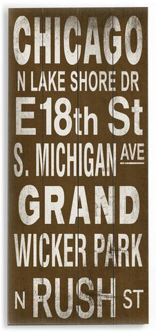 Chicago Wood Sign 10x24 (26cm x61cm) Planked