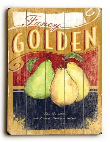 0002-8217-Fancy Golden Pears Wood Sign 18x24 (46cm x 61cm) Planked