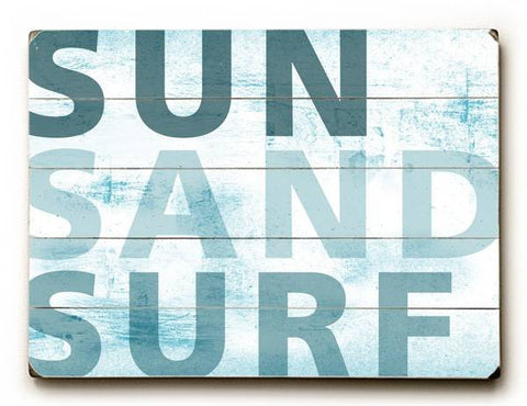 Sun, Sand & Surf Wood Sign 14x20 (36cm x 51cm) Planked
