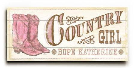 0003-0725-Country Girl Wood Sign 14x32 (36cm x82cm) Planked
