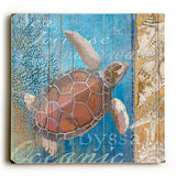 Turtle and Sea Wood Sign 13x13 Planked