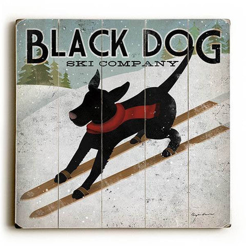 Black Dog Ski Company Wood Sign 13x13 Planked