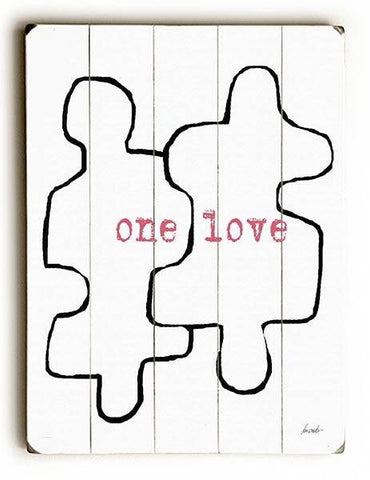 One Love Puzzels Piece Wood Sign 12x16 Planked