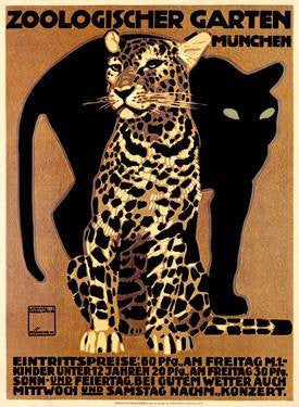 Munich Zoological Garden Leopard Poster Wood Sign 9x12 (23cm x 31cm) Solid