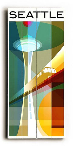 Seattle Mid-Century Wood Sign 10x24 (26cm x61cm) Planked