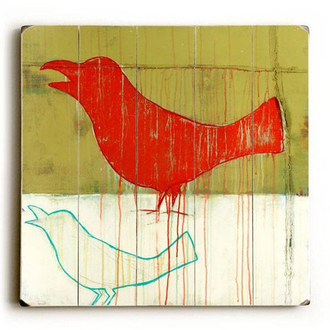 Red Crow Wood Sign 18x18 (46cm x46cm) Planked