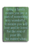 Being a Family Means to You Wood Sign 14x20 (36cm x 51cm) Planked
