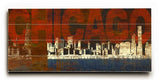 Chicago red Wood Sign 10x24 (26cm x61cm) Planked