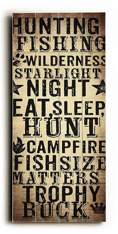Hunting Fishing Wood Sign 10x24 (26cm x61cm) Planked
