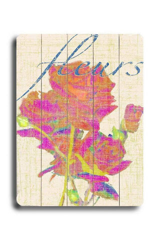 Fleurs Wood Sign 18x24 (46cm x 61cm) Planked