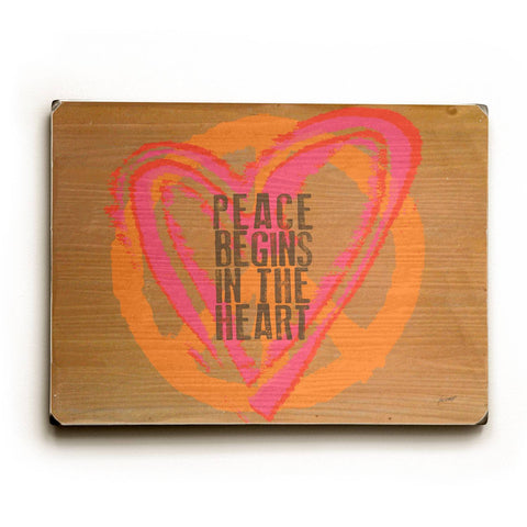 Peace Begins Wood Sign 12x16 Planked