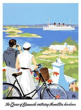 Queen of Bermuda Hamilton Harbour Travel Poster Wood Sign 9x12 (23cm x 31cm) Solid