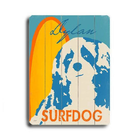 Surfing Dog Wood Sign 18x24 (46cm x 61cm) Planked