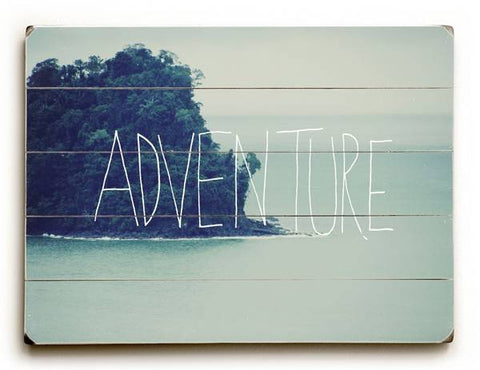 Adventure Blue Wood Sign 12x16 Planked